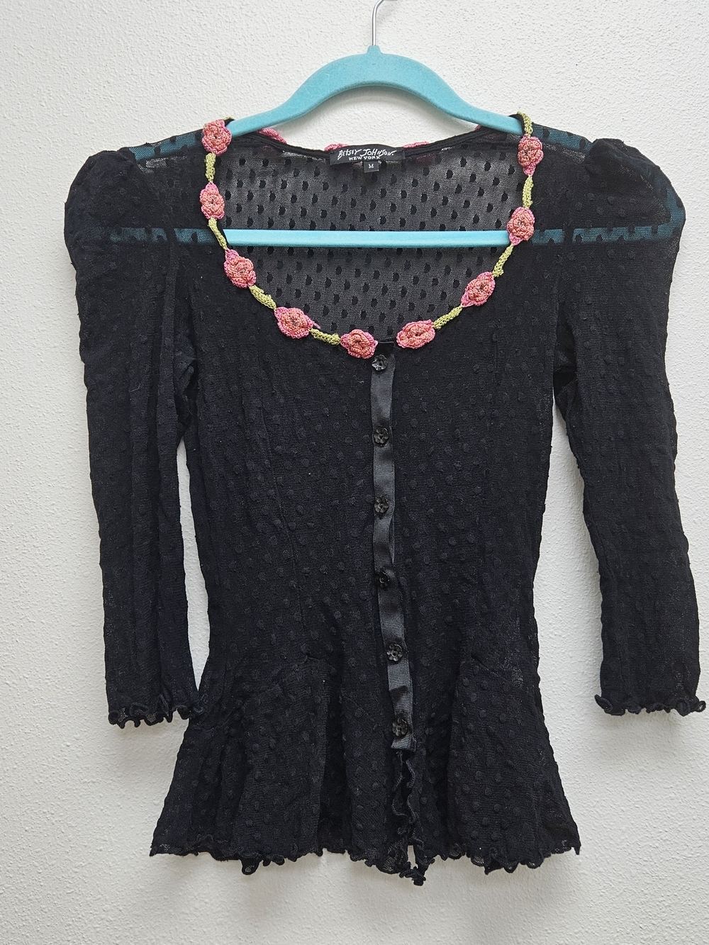 Betsey Johnson Vintage Y2k 3/4 Sleeve Cardigan Size Medium